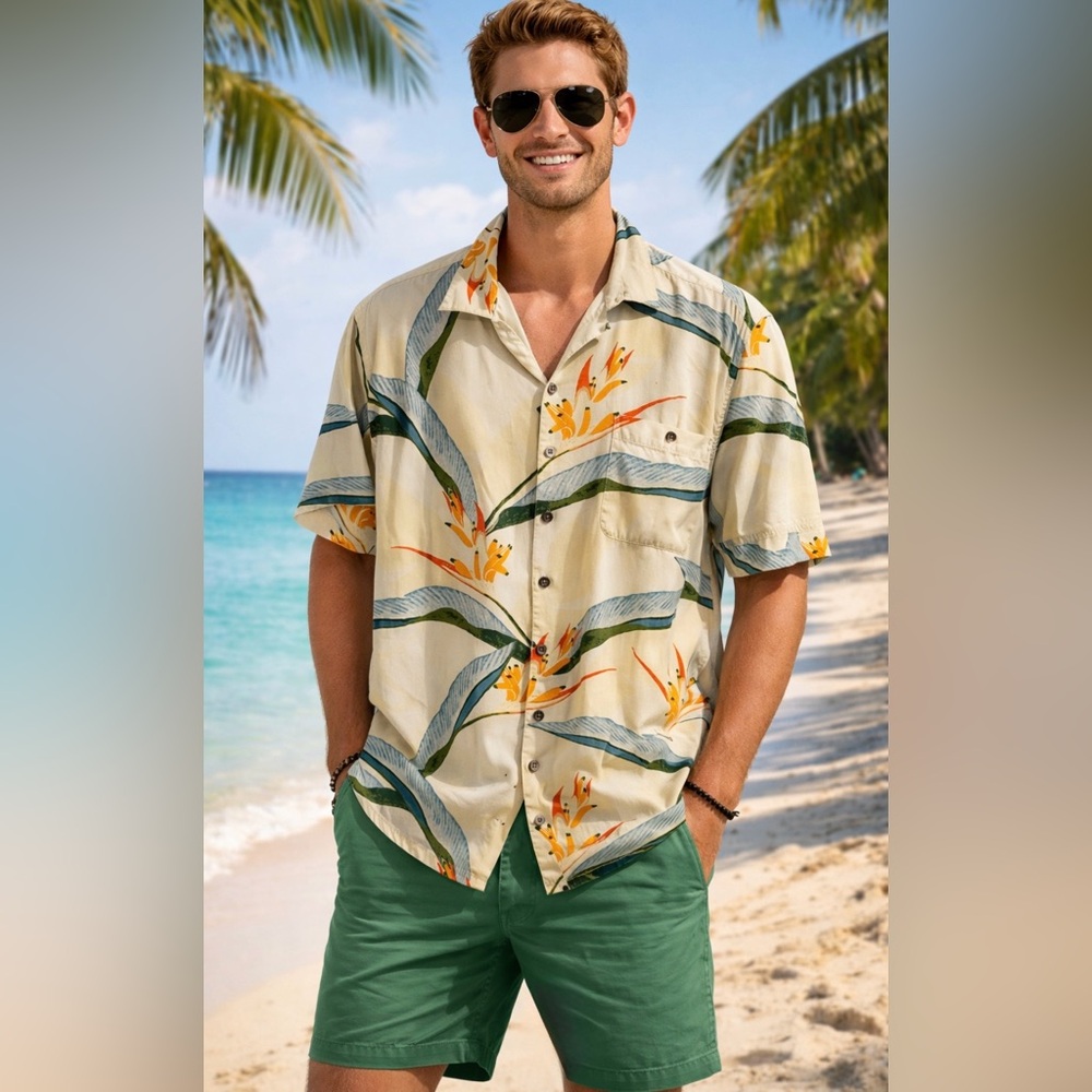 Guy Harvey Hawaiian Floral 100% Silk Shirt XL Luxury Resort/Ralph Lauren Vibes - Picture 8 of 8